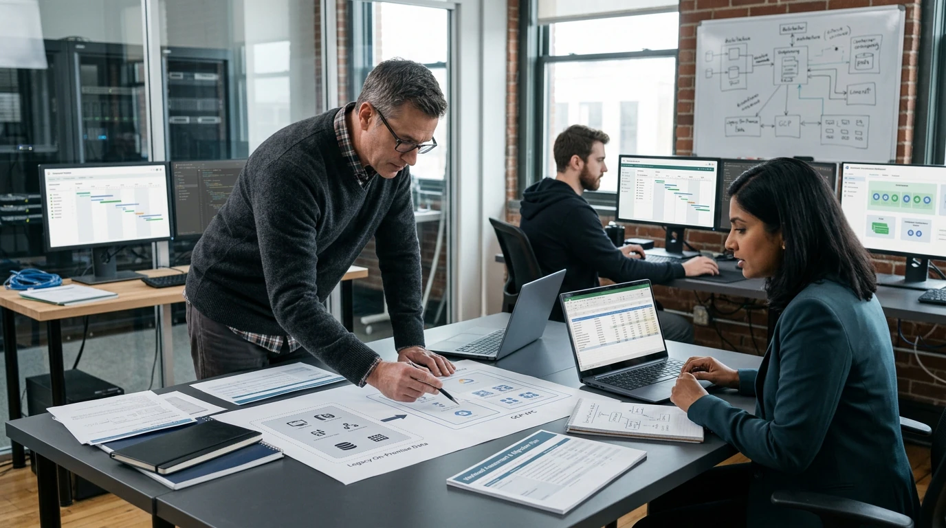 Cloud and DevOps specialists coordinating GCP Migration across infrastructure and deployment systems