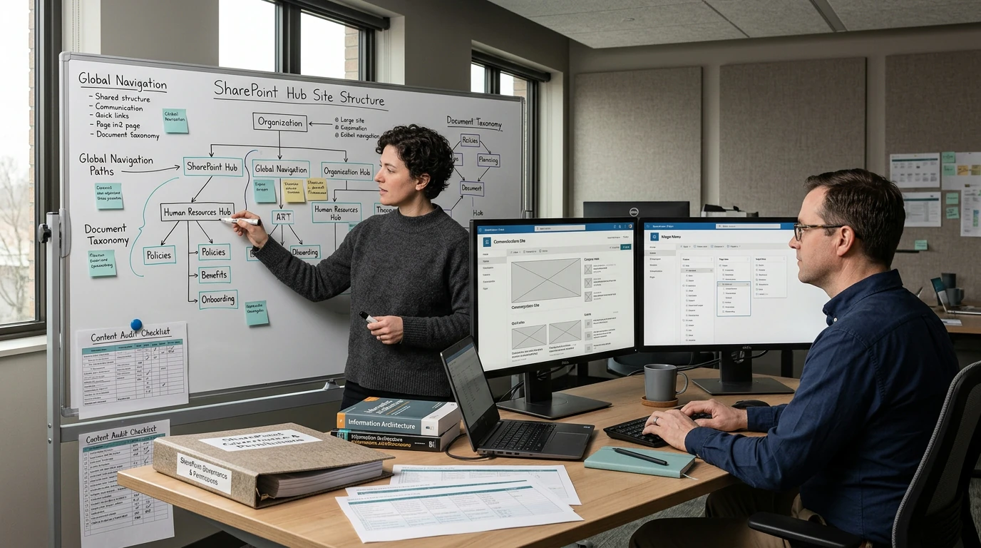 Business platform specialists mapping SharePoint Intranet across customer data, workflows, and reporting