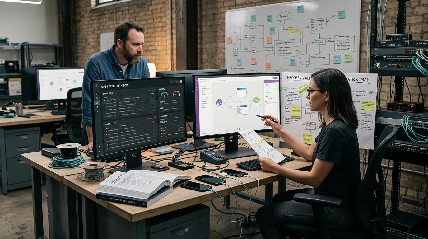 AI and automation specialists designing Workflow Automation with workflow maps, data, and live systems
