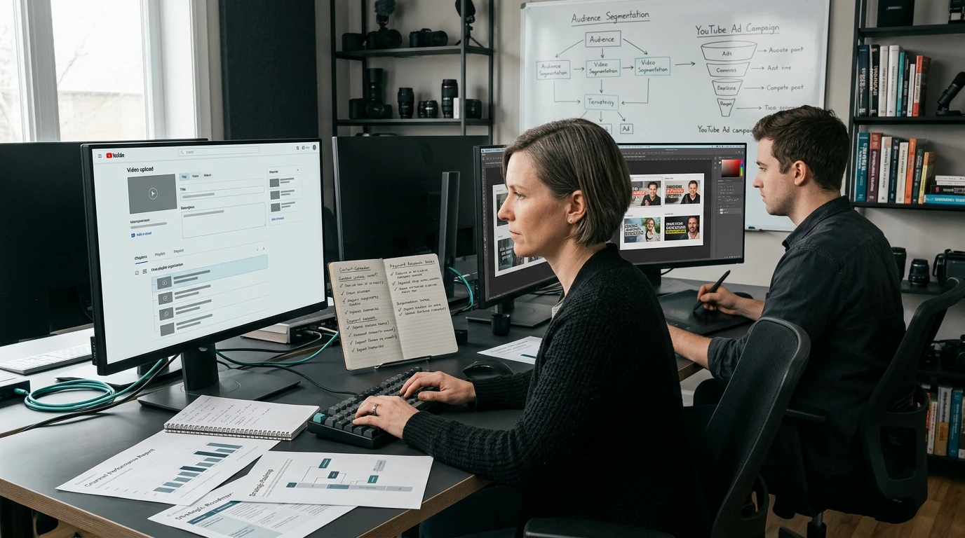 Growth specialists planning YouTube Marketing with campaign, audience, content, and performance data