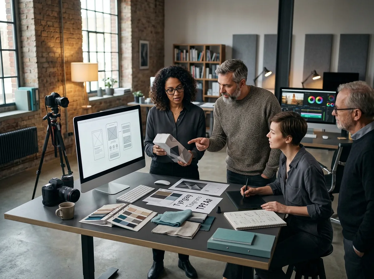 A creative studio connecting identity, digital design, photography, motion, and brand materials